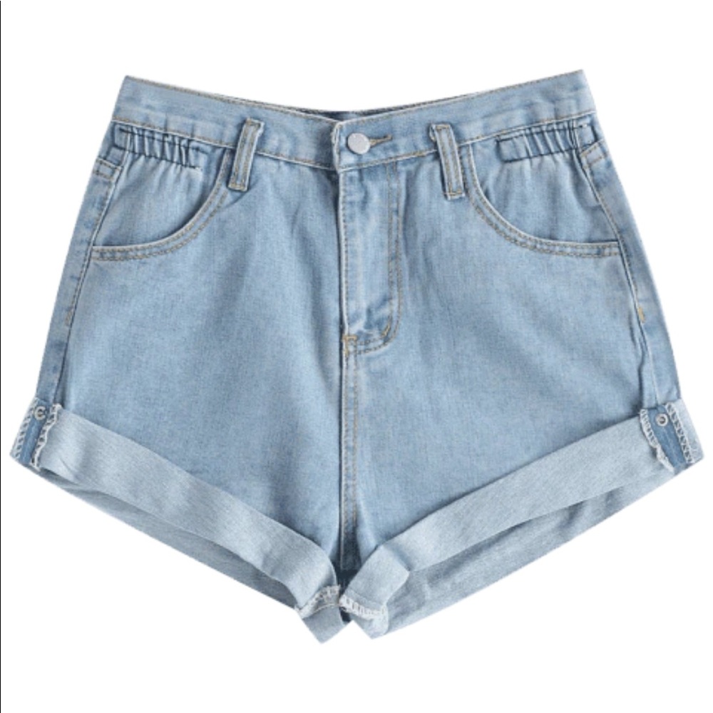 ZAFUL High Waisted Jean Shorts Cuffed Denim